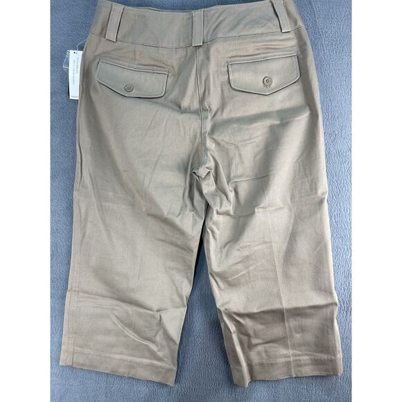 NWT Larry Levine Womens Tan Casual Stretch Cropped Pants Size 10 - Picture 10 of 10